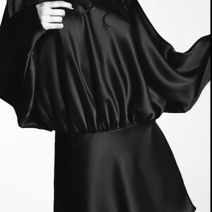 Zara Black Satin Long Sleeve Dress